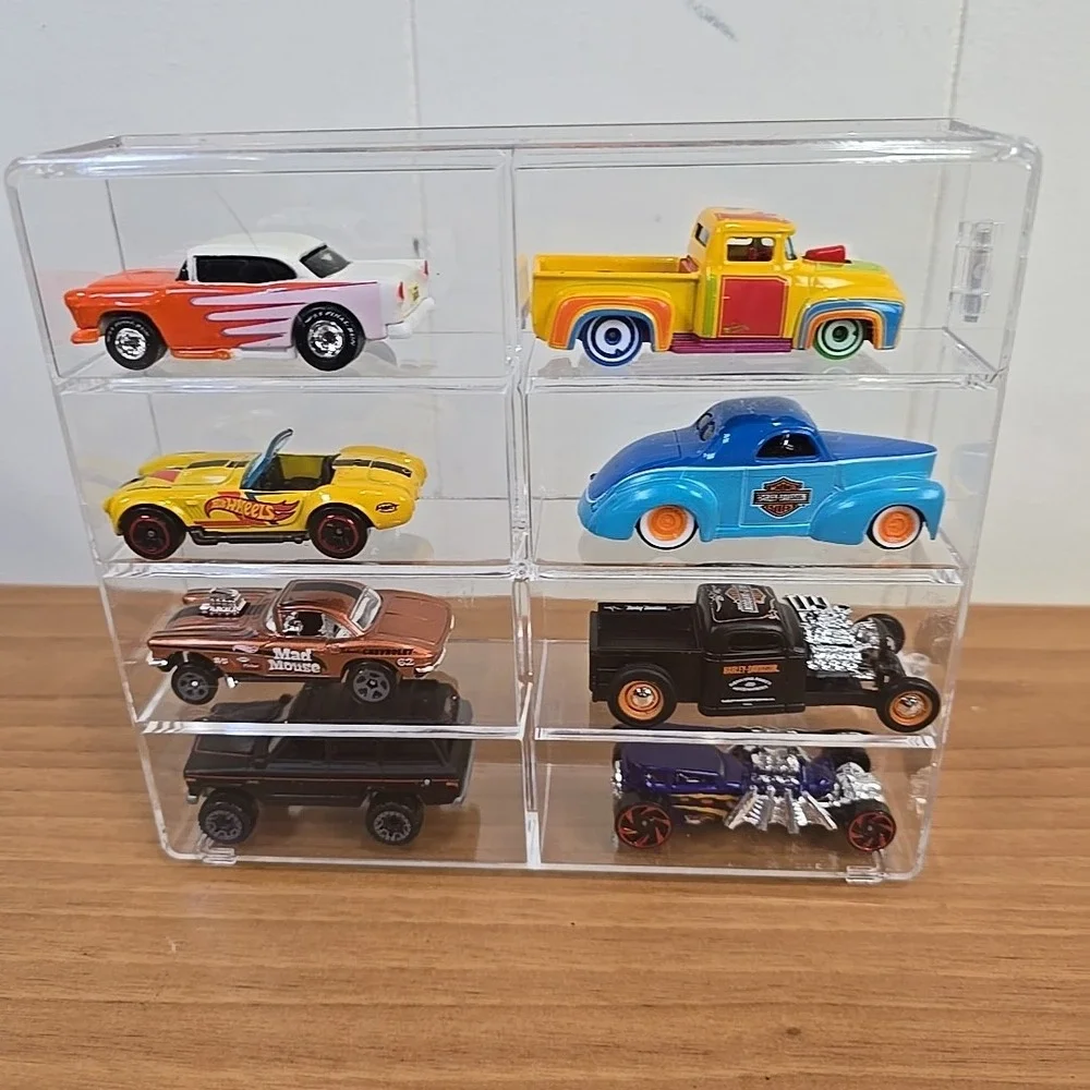 Clear Acrylic Display Case 1:64 Scale Diecast‎ Cars INCLUDING Mix H of CARS x 8